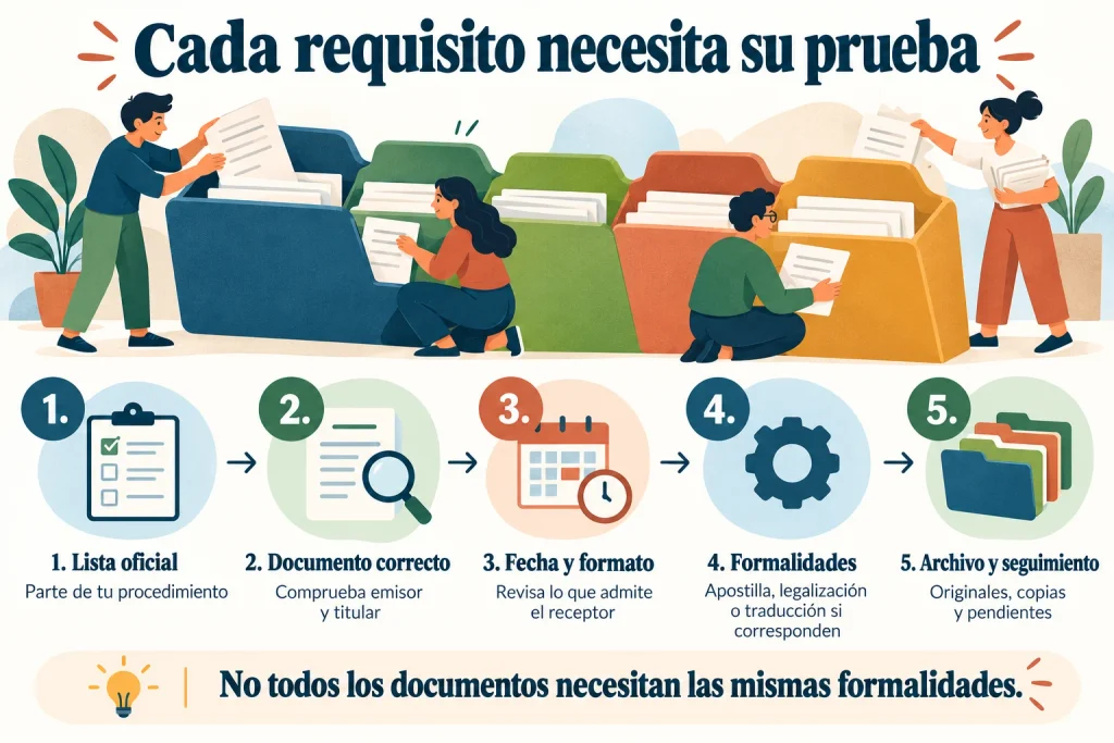 Documentos para emigrar: confirmar la lista oficial, obtener el certificado correcto, revisar fechas, formalidades y archivo.