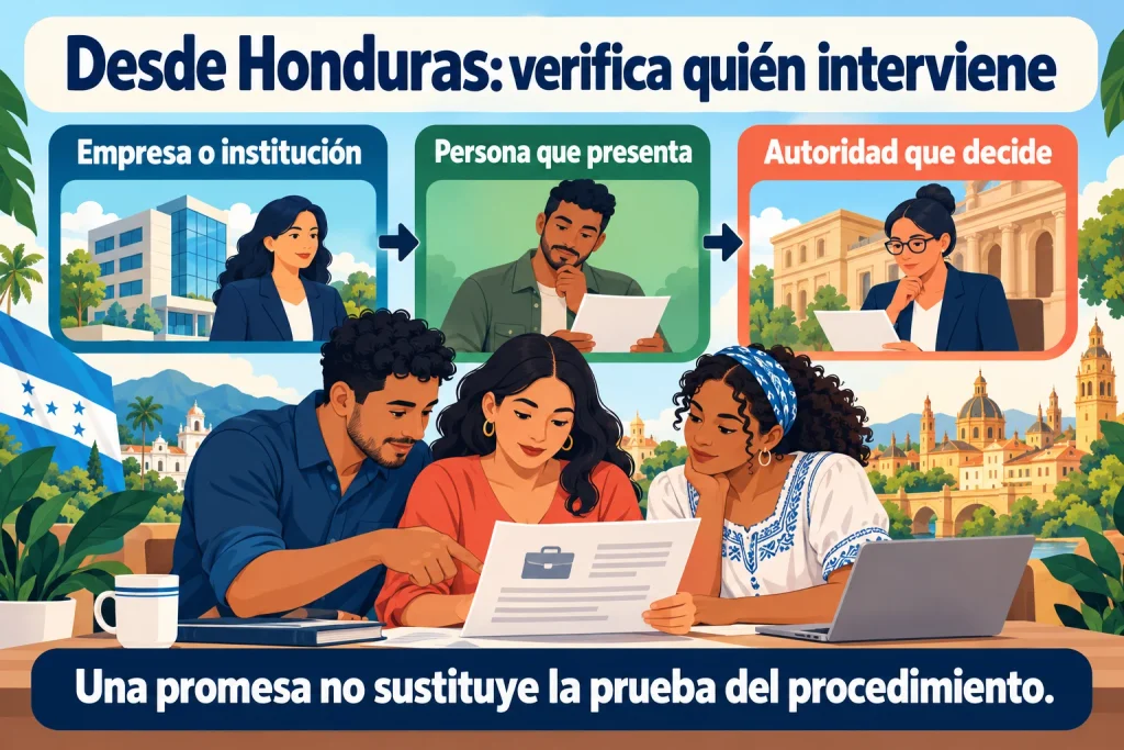 Desde Honduras: distinguir empresa o institución, persona que presenta y autoridad que decide el procedimiento.