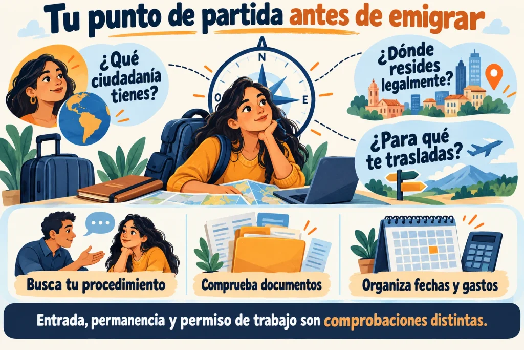 Tres preguntas antes de reunir requisitos: ciudadanía acreditada, residencia actual y motivo del traslado a España.