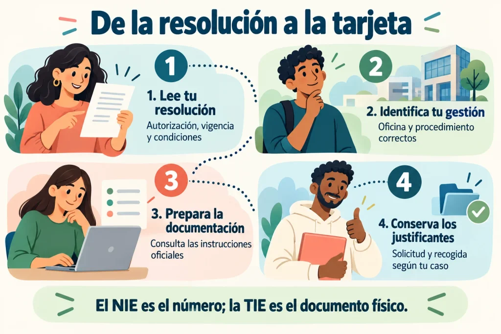 Preparación de la TIE: leer la resolución, identificar el trámite, preparar documentos y conservar justificantes.